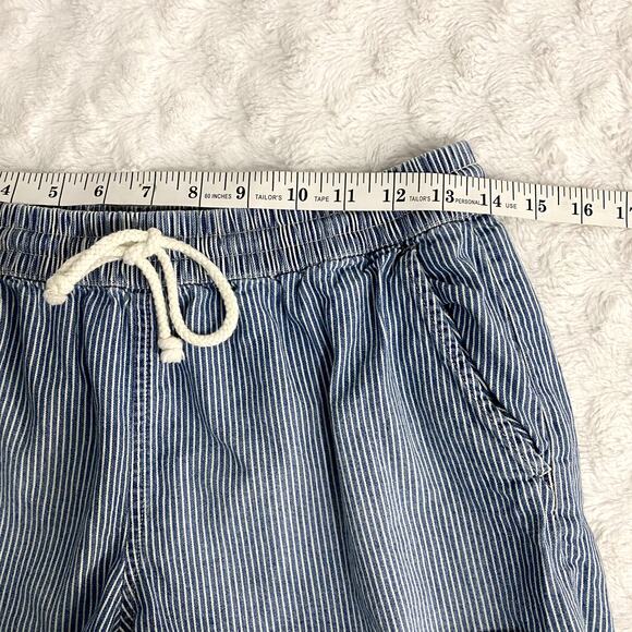 Aerie Blue Striped Chambray Pull-on Raw Hems Summer Beach Boho Shorts M - Picture 5 of 7